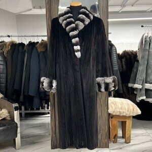 Black Sheared MINK(drop skin)/Chinchilla Cuffs & Collar/was 14K NOW $3795! Large